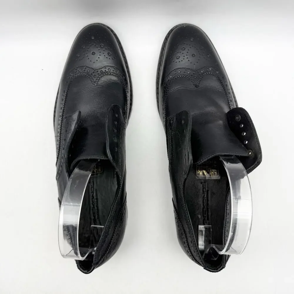 MikeKonos Mens Wingtip Brogue Oxford Shoes US 8.5 M Black Leather GUC